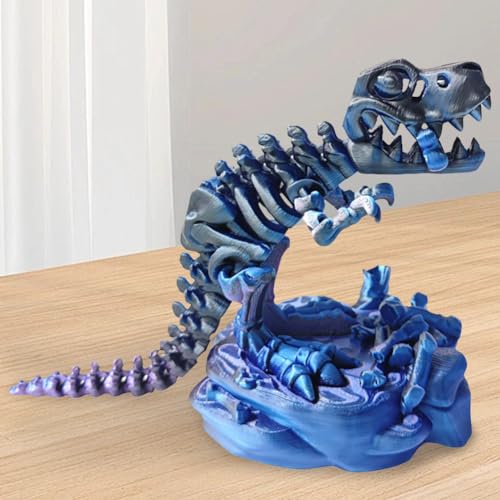 BomKra 3D-gedrucktes, einteiliges Skelett, Tyrannosaurus Rex, bewegliche Gelenke, stehend, großes Maul, Dinosaurier-Modell, Ornament, Flexibles bewegliches Dinosaurier-Spielzeug, kreative Sa von BomKra