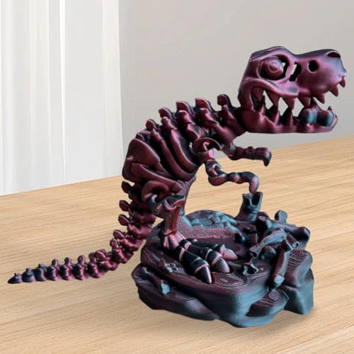 BomKra 3D-gedrucktes einteiliges Skelett Tyrannosaurus Rex, bewegliche Gelenke, 3D-gedruckte Dinosaurierknochen, Tyrannosaurus Rex, Flexibles bewegliches Dinosaurierspielzeug, Tischdekoratio von BomKra