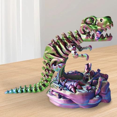 BomKra 3D-gedrucktes einteiliges Skelett Tyrannosaurus Rex, bewegliche Gelenke, stehend, großes Maul, Dinosaurier-Modell, Ornament, 3D-gedruckte Dinosaurierknochen, Tyrannosaurus Rex, Deskto von BomKra