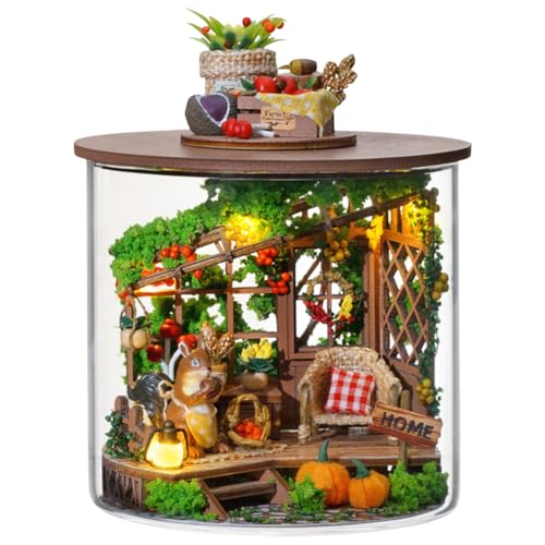 DIY Miniatur Haus Puppenhaus Kit,DIY Holz Traum Flasche Kit mit warmem Licht,Ostern Kaninchen Puppenhaus aus Holz,Bester Geburtstag Ostergeschenke für Frauen und Mädchen von BomKra