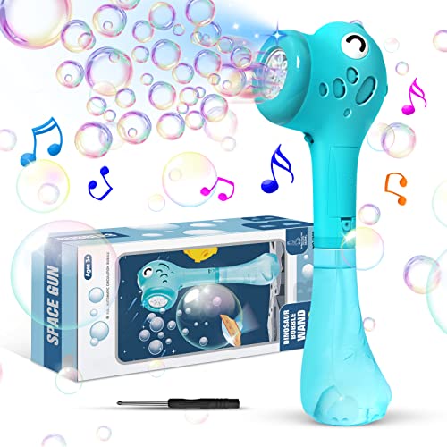 Bombble Elektrisch Bubble Stick, Dinosaurier Seifenblasenmaschine Seifenblasenstab 4000+ Seifenblasen/Min mit 360ML Super Seifenblasenlösung für Outdoor/Party/Hochzeit, (Blue) von Bombble