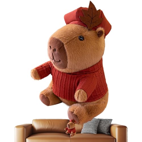 Bomefoi Capybara Stofftier, Capybara Plüschtier,Niedliches Kuscheltier-Spielzeugkissen - Weiche Capybara-Plüschpuppe mit Kleidung, Capybara-Stoffspielzeug für Mädchen, Kinder, Erwachsene, Geburtstage, von Bomefoi