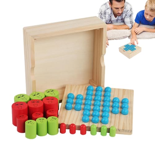 Bomefoi Holzperlenschachspiel, Einzelspieler -Schachbrett, 2 in 1 hölzernen Single -Chess -Spiel, Klassische Strategie Family Fun Toy für das gesamte Schulhaus für alle Altersgruppen für die von Bomefoi