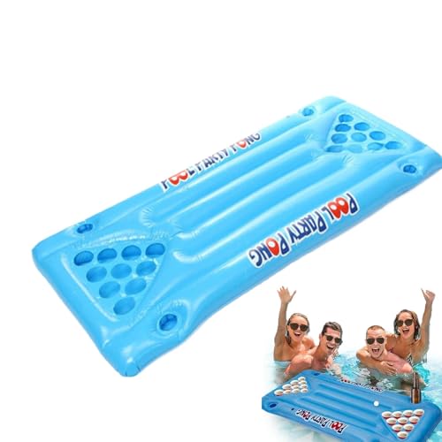 Bomefoi Pool -Pong -Tischspiel, Bierbadetisch - Schwimmende Pingpong -Luftmatratze,Bier aufblasbare Pong Table Lounge schwimmende Floßspielzeug für Erwachsene Party von Bomefoi