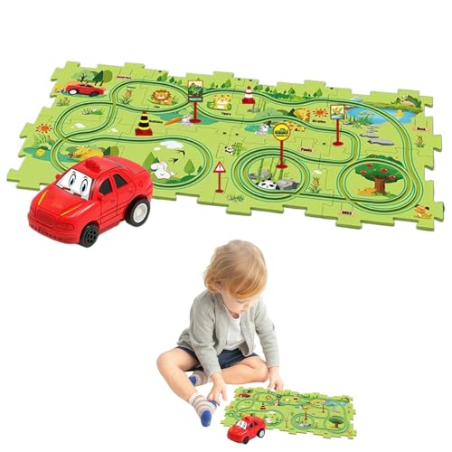 Bomefoi Puzzle Racer Kinderauto-Schienenset, Eisenbahnwaggon-Puzzleschiene | Eisenbahnwaggon-Rennen-Puzzlespielzeug-Set für Kinder | Lernspielzeug für Vorschulkinder in leuchtenden Farben für Feste, von Bomefoi