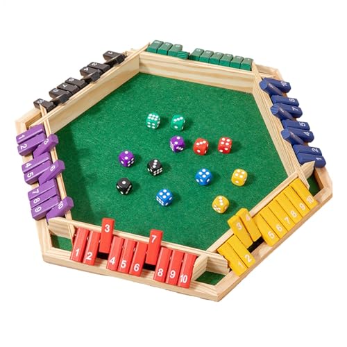 Bomefoi Schließ Die Box Würfelspiel, Klassisch Würfelspiel Board Spielzeug, Holz Tisch Spiel, 6 Spieler Für 6 Spieler Brettspiel, Klassische Tabletop-Versionsspiele, Double Shutter, Tisch-Mathe-Spiel von Bomefoi