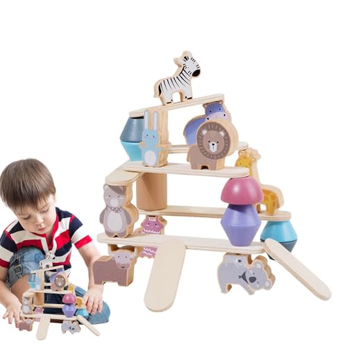 Bomefoi Tierstapelspiel, Tierstapelblöcke,Tierstapelspiel Balance Toys | Pädagogische sichere Holzblöcke für Kinder Mädchen Vorschulkinder Lernen feine motorische Fähigkeiten von Bomefoi