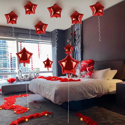 10pcs Red Star Balloons, 18 Inch Red Foil Balloons, Balloons Helium Star Balloons for Valentines Engagement Bridal Shower Graduation von Bomiclss