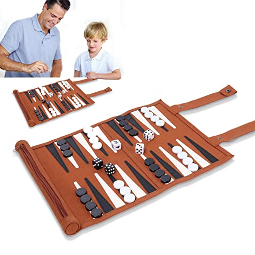 Backgammon-Set | Backgammon-Brettspielmatte | Tragbares Und Reise-Backgammon-Set | Strategie-Backgammon-Spielset Für Erwachsene - Holz-Backgammon-Brettspielset, Klassisches Brett von BommFu