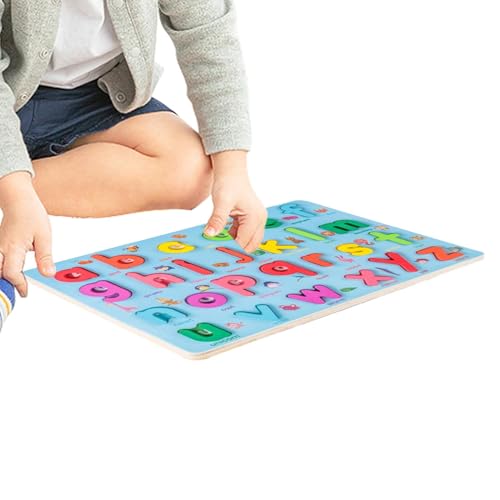 BommFu Alphabet-Puzzles für Kleinkinder,Alphabet-Holzpuzzle,Buntes waschbares Alphabet-Buchstaben-Puzzle für Kinder | Frühe Lernaktivitäten, pädagogisches dekoratives Puzzlebrett für, Mädchen, Kinder von BommFu