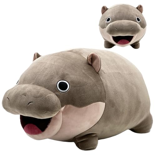 BommFu Baby Hippo Plüschtier | 22 X 12 cm Bezauberndes -Plüschtier | Süßes Zwergflusspferd-Plüschtier - Raumdekoration, Gemütliches Plüschkissen, Für Bett, Sofa von BommFu