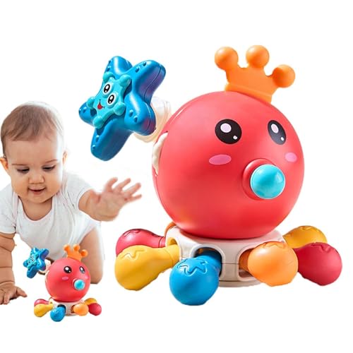 BommFu Baby sensorisch Pull String Spielzeug, Baby Pull String Spielzeug | Octopus Developmental Pulling Teing Sensory Toy | Niedliche Presseklang, lernende Lernaktivität für Unterhaltung von BommFu