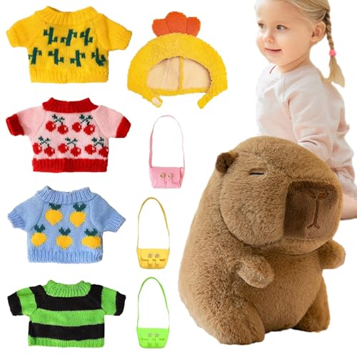 BommFu Capybara-Plüsch Mit Kleidung | Dress Up Capybara Puppe | Süßes Kuscheltier-Capybara-Kissen | 9-Zoll-Capybara-Plüsch-Anziehpuppe - Capybaras Plüschfigur Stofftiere Für Mädchen Und Jun-gen von BommFu