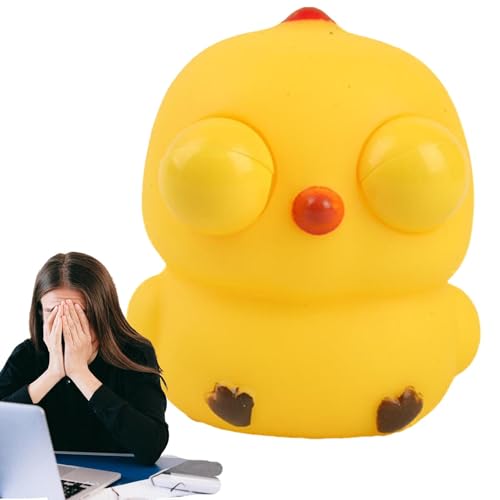 BommFu Chick drückte Augenspielzeug aus, Squeezy -Tierspielzeug mit Pop -Out -Augen | Cartoon Eye Poping Fidget Toy - Soft Stretch Ball Stress Relief Lustige Zappelgeräte für Erwachsene und Geburtstag von BommFu