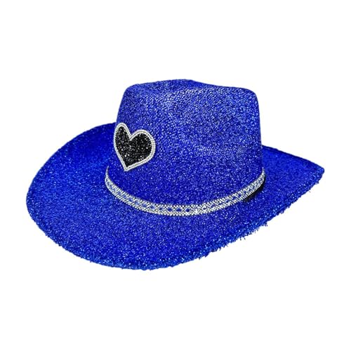 BommFu Cowgirl Hut Glitter, Cowgirl Hats Women | Western Farkly Disco Cowboy Hut | Party Kopfwege Kostümzubehör, Cosplay -Requisiten für Männer Frauen von BommFu