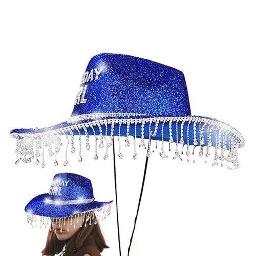 BommFu Damencowboyhut - Kindergeburtstagshut,Mit Strasssteinen Glitzernd Atmungsaktiv Für Damen Fest Reise Party BommFu Damencowboyhut - Kindergeburtstagshut,Mit Strasssteinen Glitzernd Atmungsaktiv Für Damen Fest Reise Party von BommFu