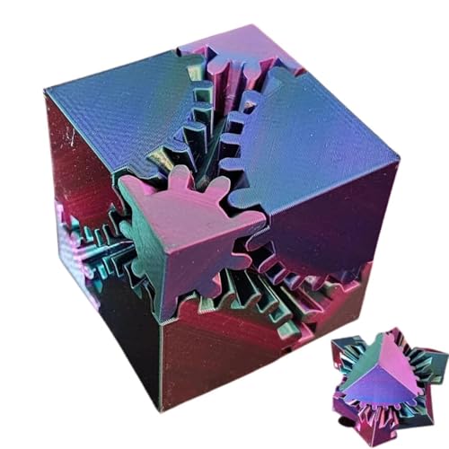 BommFu Gear Cube Fidget Toy | 3D Gedrucktes Zahnrad Fidgets Cube | FormveräNderndes WüRfel Zahnradspielzeug | Spielzeug Zur Stress Und Angstlinderung - Herausfordernder WüRfel von BommFu