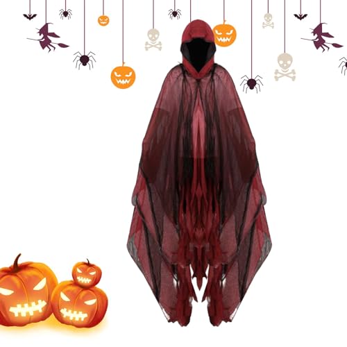 BommFu Halloween Geisterumhang | Gruselige Halloween Kostüme Für Erwachsene | Multifunktionale Cosplay Requisiten - Für Thementänze, Halloween-Partys Und Rollenspiele von BommFu