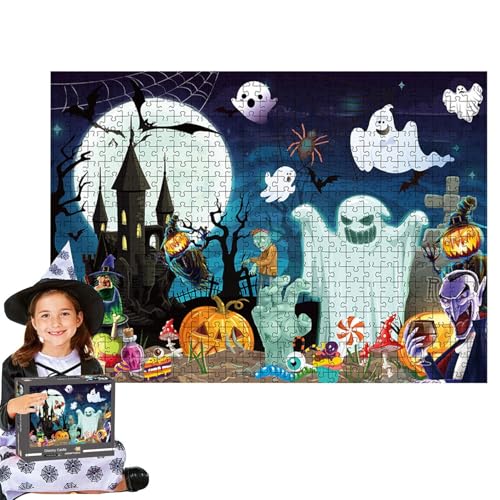 BommFu Halloween-Puzzles,Totenkopf-Geister-Puzzle, 1000 Teile Puzzle Halloween-Puzzle, Helle Farben, lebendiges Halloween-Spielzeug für Halloween, Neujahr, Weihnachten, Ostern von BommFu