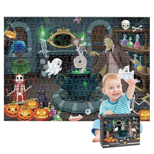 BommFu Halloween-Puzzles,Totenkopf-Geister-Puzzle, Puzzles Lern-Halloween-Puzzle, Helle Farben, lebendiges Halloween-Spielzeug für Kinder, und Mädchen von BommFu