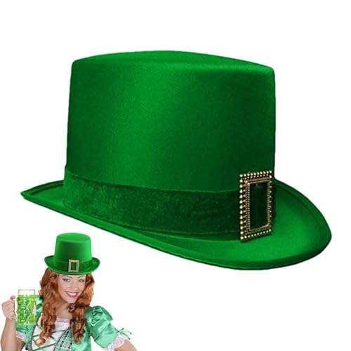 BommFu Irischer Zylinder | St. Patrick's Day Grüner Hut | Kostüm St Patricks Day Accessoires | Samt Grüner Zylinder St Patricks Day Hut - Modische Kleeblatt-Hüte von BommFu