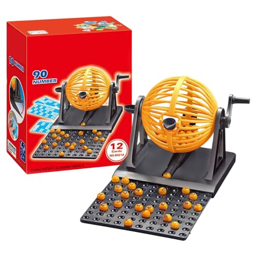 BommFu Lotterie-Spielautomat | Bingo Ball Spinner | Handkurbel-Bingo-Spielautomat - Spende 90 Spielchips, Kinder, Party, Schule, Geeignet Für Kinder Jeden Alters von BommFu