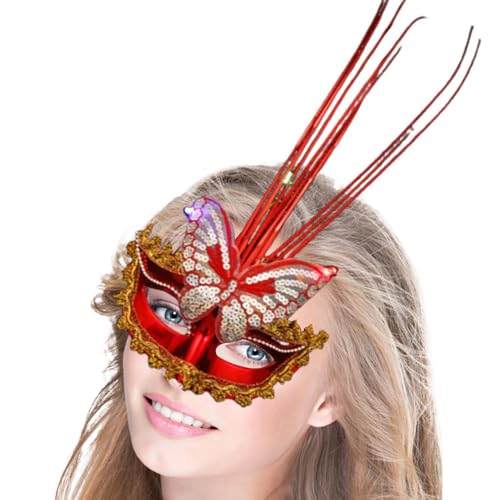 BommFu Maskerade-Maske für Frauen - Schmetterlings-Lady-Maskerade-Halloween- -Maske - Beleuchten Sie Ihr Abend-, Abschlussball-, Ball-, Masken-, Bar-Kostümzubehör für die Hochzeit von BommFu