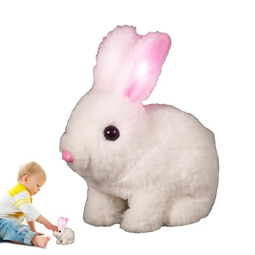 BommFu My Realistic Bunny Toy | Electric Bunny Stuffed Animal | Interaktives Realistisches Hasenspielzeug Für Kinder | Hüpfende Hasen Simulierte Kaninchenpuppe - Niedliche Hasenplüschfiguren von BommFu