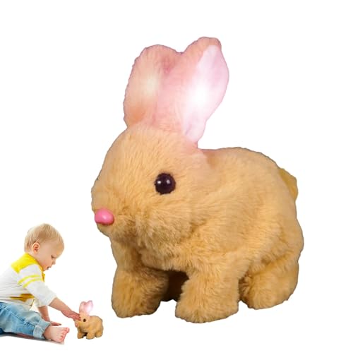 BommFu My Realistic Bunny Toy | Electric Bunny Stuffed Animal | Interaktives Realistisches Hasenspielzeug Für Kinder | Hüpfende Hasen Simulierte Kaninchenpuppe - Niedliche Hasenplüschfiguren von BommFu