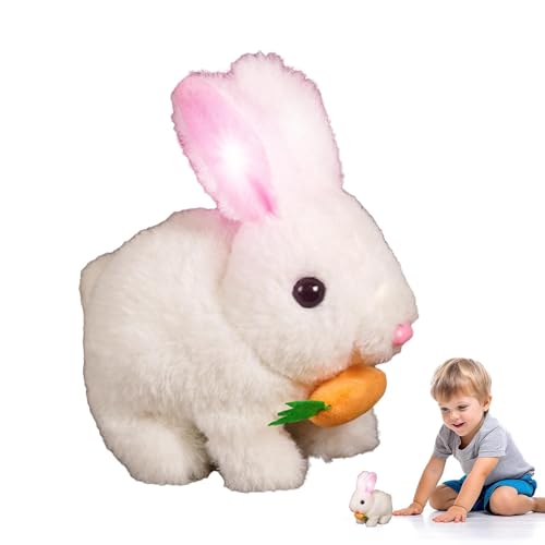 BommFu My Realistic Bunny Toy | Electric Bunny Stuffed Animal | Interaktives Realistisches Hasenspielzeug Für Kinder | Hüpfende Hasen Simulierte Kaninchenpuppe - Niedliche Hasenplüschfiguren von BommFu