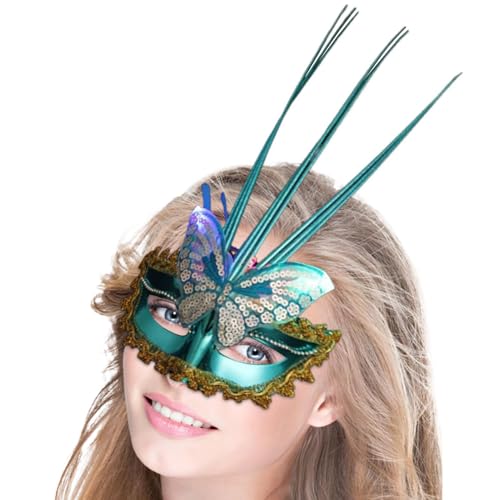 BommFu Schmetterlingsmaske - Schmetterlings-Lady-Maskerade-Halloween- -Maske - Madi Grad Cosplay Requisiten Maske Glitzer Schmetterling Augenmaske für Halloween von BommFu