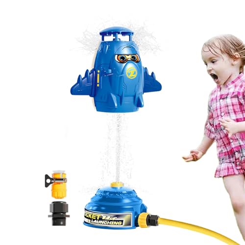 BommFu Space Rocket Sprinkler, Sprinklerrakete im Freien Wasserspielzeug - Nette 360 ​​° rotierende Hofsprinkler - Outdoor Kids Water Toys Games für den Backyard Lawn Park von BommFu