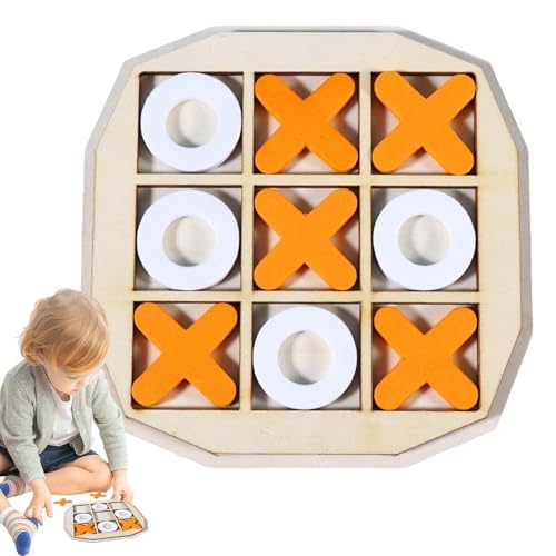 BommFu Tic-Tac-Toe-Spiel | Tic-Tac-Toe-Spiel Aus Holz | XO Schachbrettspiel | Brettspiele Für Familien | Klassische Familienbrettspiele - Interaktives Strategie-Brettspiel Für Kinder von BommFu