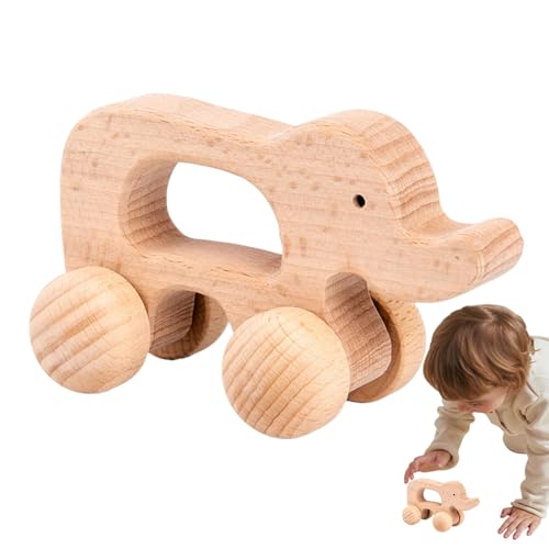 BommFu Tierisches Holzauto | Greifspielzeug Für Kinder | Lustiges Kinderspielzeug Aus Holz | Hölzerner Muldenkipper - Interessantes Feinmotorikspielzeug Für Zuhause Und Auf Reisen von BommFu