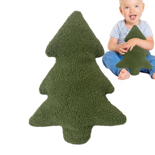 BommFu Weihnachtsbaum Form Kissen | Schönes Weihnachtsbaum-Winterkissen | Winterliches Weihnachts-Dekokissen - Superweiches Kuscheltier Kissen Winter-Weihnachtskissen Für Wohnzimmer, Couch, Zuhause von BommFu