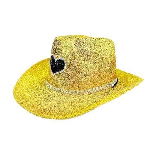 BommFu Western Cowboyhut, Cowgirl Hut Glitter, Disco Wide Bim Cowboy Hut funkelnd, Party Kopfwege Kostümzubehör, Cosplay -Requisiten für Männer Frauen von BommFu