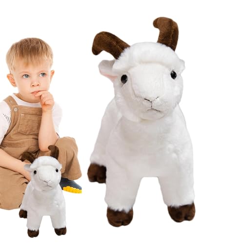 BommFu Ziege Plüschtier | Stofftier Ziege | Stoffkissen Tierpuppe | Realistische Ziege Plüsch Spielzeug Für Wilde Tiere - Geschenk Für Freunde Und Kinder Pelziges Stofftier Weiß, 11,8 Zoll 30 cm von BommFu