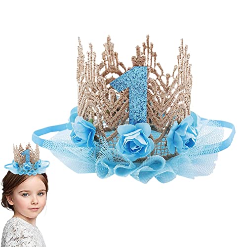 Krone Für Baby-Mädchen-Geburtstag | Prinzessin Diademe Geburtstagskronen Für Mädchen | Blumen-Kronen-Tiara-Pa-rty - Pa-rty-Stirnband Für Mädchen Zum Ersten Geburtstag, Geschenke, Fotografie-Requisiten von BommFu