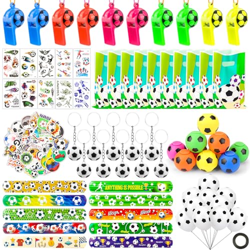 Bomtop 121 Stück Fußball Party Mitgebsel Kindergeburtstag Gastgeschenke Pinata Füllung Give Aways Kindergeburtstag Fussball Geschenke Jungen Mädchen für Geburtstag Kinder Fußball Motto Party Mitgebsel von Bomtop