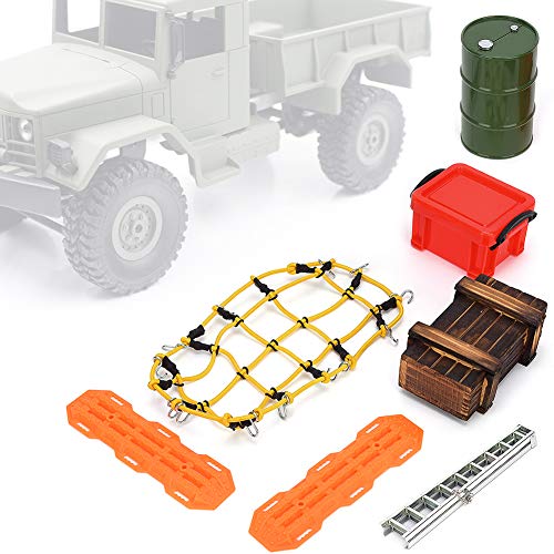 Bonbela 1/10 Elastisches Gepäcknetz, Aufbewahrungsbox, Leiter, RC-Auto-Zubehör-Set, Passend für Traxxas RC-Auto-Zubehör von Bonbela