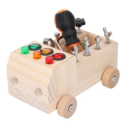 Bonbela Auto-Schraubendreher-Brett-Set, Schraubendreher, Pädagogisches Kiefernholz, Montessori-Holz, Beschäftigter LKW, Kinderwerkzeuge für Zuhause von Bonbela