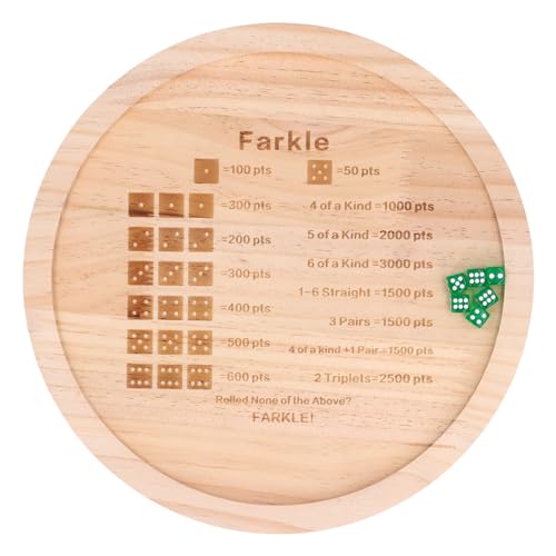 Bonbela Farkle Würfeltablett Zur Verbesserung der Mathematischen Fähigkeiten, Klassisches Würfelspieltablett aus Holz für Familienspiele (Rund 30cm) von Bonbela