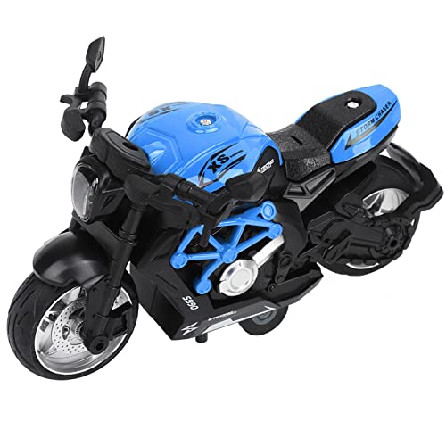 Bonbela Legierungs-Motorradmodell, Hohe Simulation, Cooler Sound, Licht, Zurückziehbares Motorrad-Spielzeug für Kinder (Blau) von Bonbela