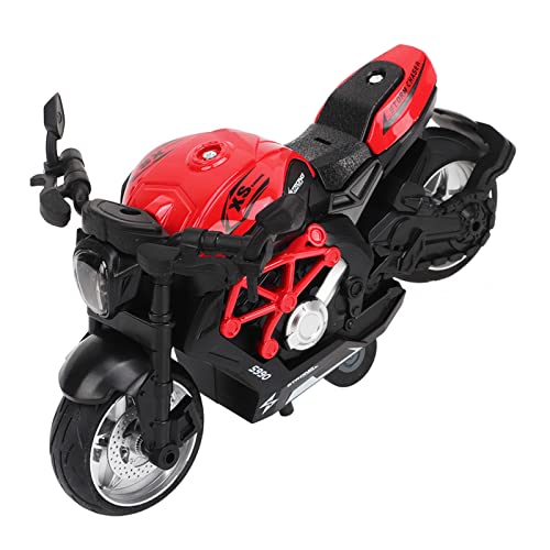 Bonbela Legierungs-Motorradmodell, Hohe Simulation, Cooler Sound, Licht, Zurückziehbares Motorrad-Spielzeug für Kinder (Rot) von Bonbela