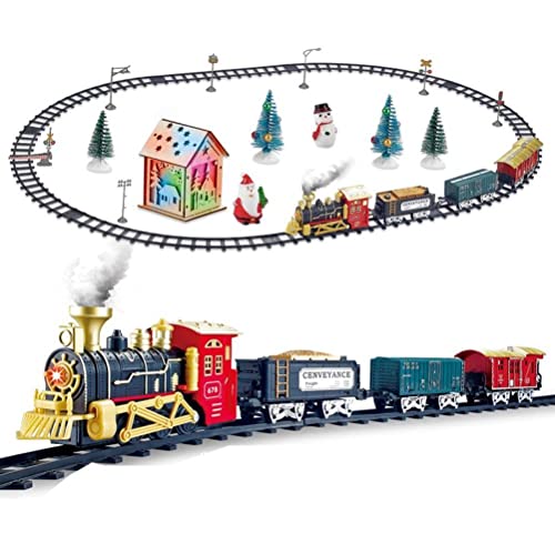 Bonbela Weihnachtszug-Set, Elektrische Dampflokomotive mit Lichtern, Musik, Batteriebetriebene Gleise, Spielset, Kinder, und Mädchen von Bonbela