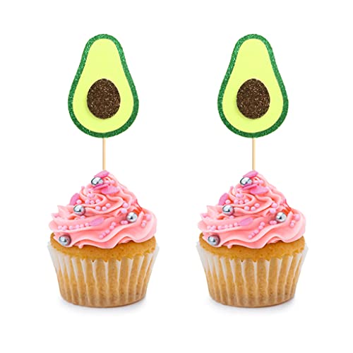 24 Stück Obst Avocado Cupcake Topper für Fiesta Fruit Party Happy Avocado Holy Guacamole Party Geburtstag Party Hochzeit Babyparty Kuchen Dessert Dekorationen Zubehör Picks von BoningNEW