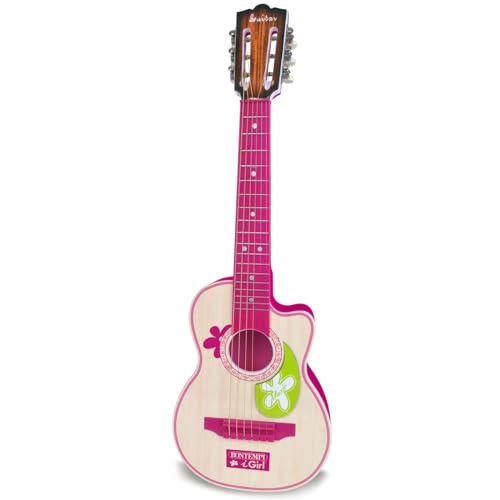 Bontempi 20 7071 Folk-Gitarre mit 6 Metal-Saiten, Rosa von Bontempi