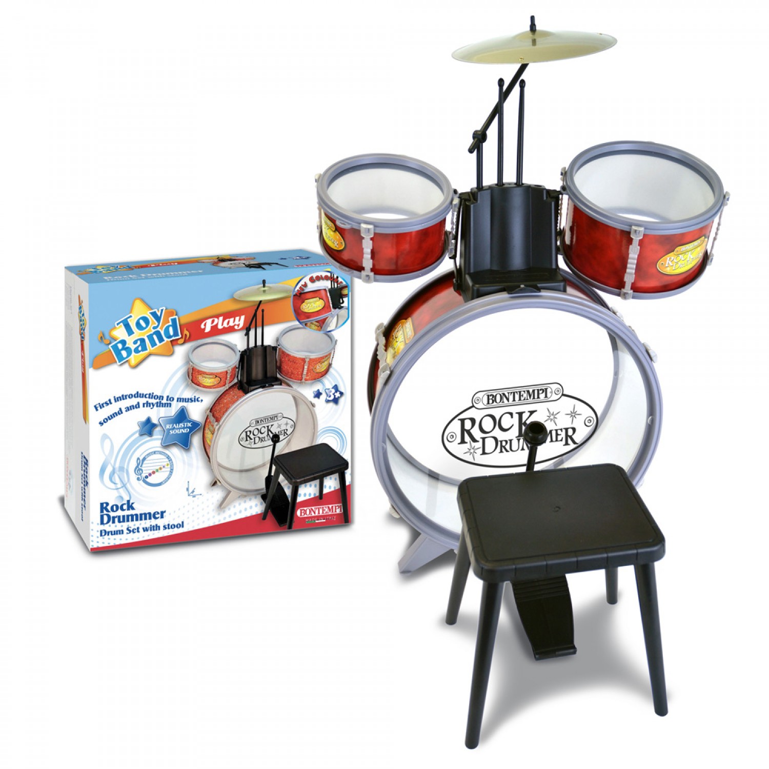 Bontempi 4 Elements Drum Kit mit Hocker und Stöcken von Bontempi