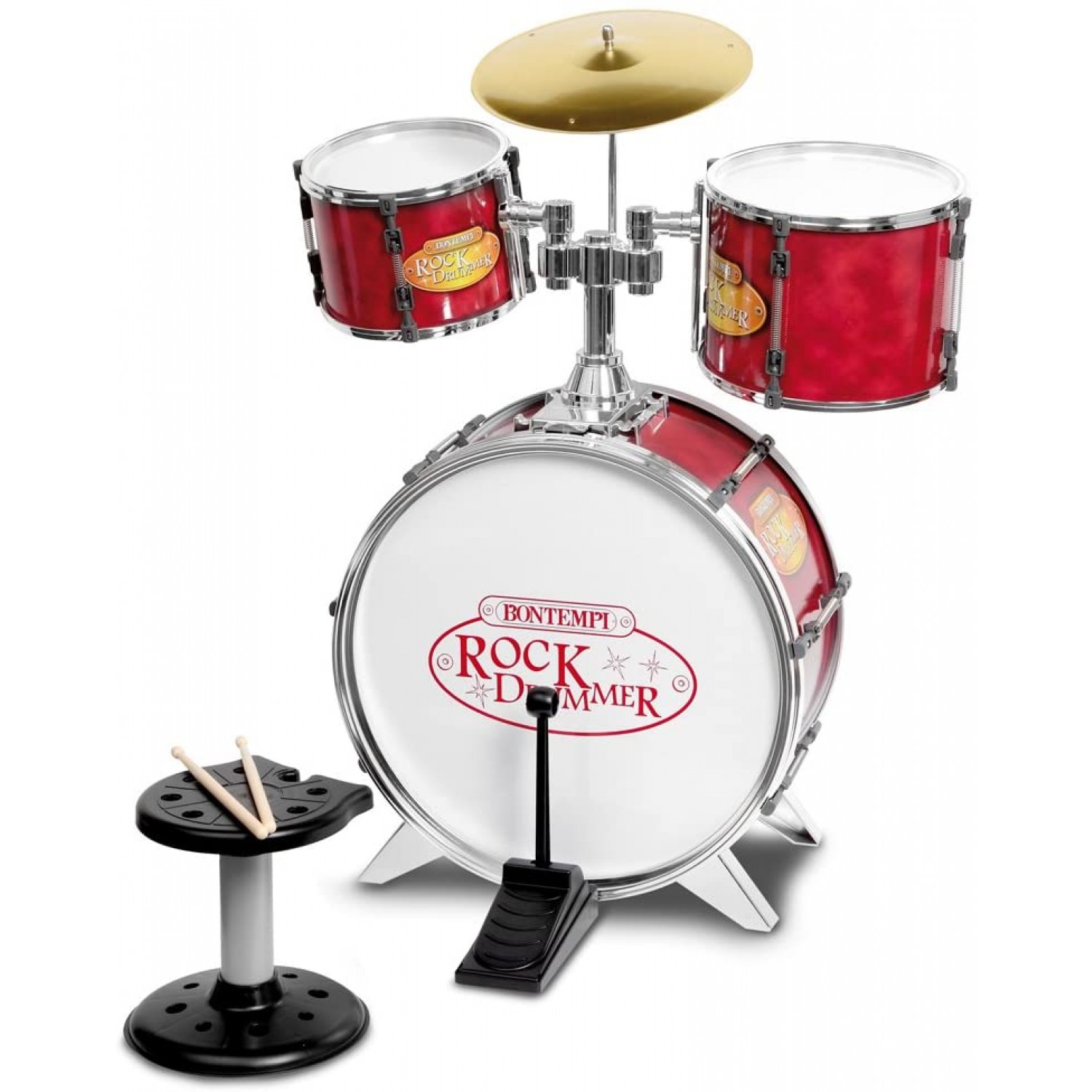 Bontempi 4 Elements Metallic Drum Kit mit Hocker und Sticks von Bontempi