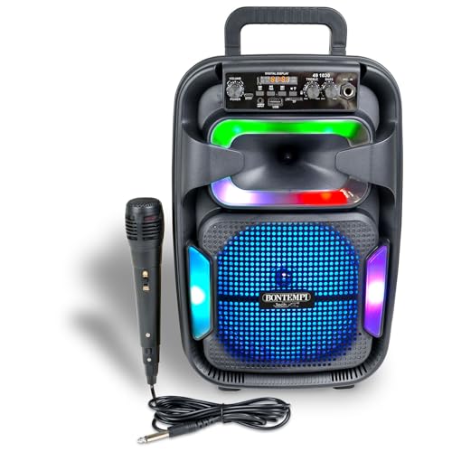 Bontempi | SonicSync - Drahtloser Verstärker Karaoke mit dynamischem Mikrofon, Lichteffekten, Bass- und Höhenregelung, TWS-Funktion, 38,2x24,9x21,9 cm von Bontempi